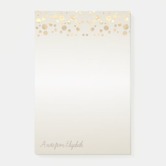 Elegant Gold Polka Dots, Confetti-gepersonaliseerd Post-it® Notes (Voorkant)