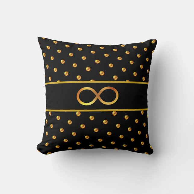 Elegant Gold Polka Dots & Infinity Symbol Kussen (Voorkant)