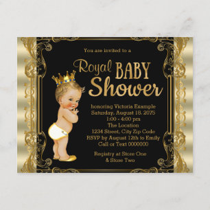 Elegant Gold Prince Baby shower Kaart