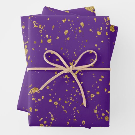 Elegant Gold Printed Splashes and Streaks Pattern Inpakpapier Vel (In situ)