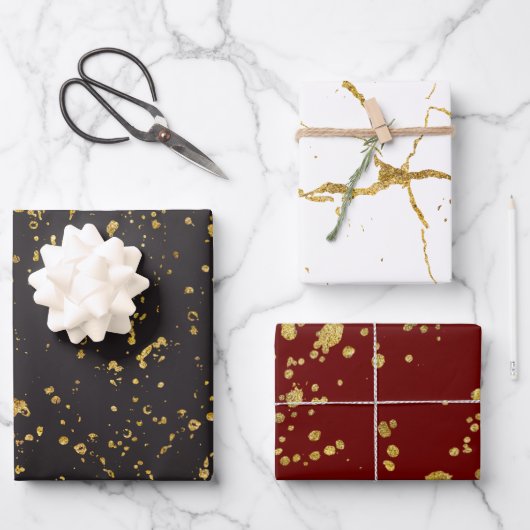 Elegant Gold Printed Splashes and Streaks Pattern Inpakpapier Vel (Voorkant)