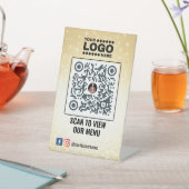 Elegant Gold QR Code Menu Signe : No Contact Table (In SItu)