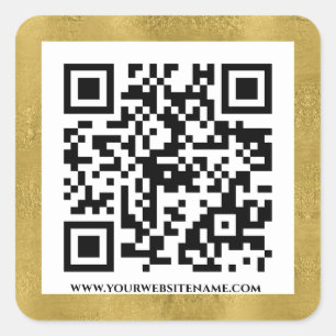 Elegant Gold QR Code URL Sjabloon Business  Vierkante Sticker