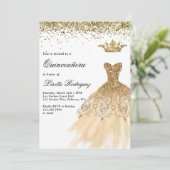 Elegant Gold Quinceanera Kaart (Staand voorkant)