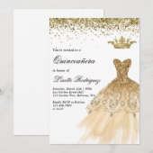Elegant Gold Quinceanera Kaart (Voorkant / Achterkant)