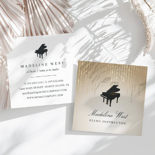 Elegant Gold Rain Piano Instructor Music Teacher Vierkante Visitekaartje