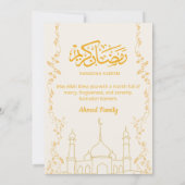 Elegant Gold Ramadan Kareem Iftar Dinner Kaart (Achterkant)