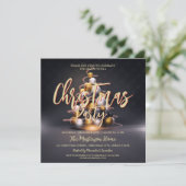 Elégant Gold Red Christmas Party Invitation (Debout devant)