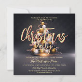 Elégant Gold Red Christmas Party Invitation (Devant)