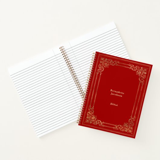 Elegant Gold Red Classic Notitieboek (Binnen)