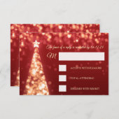 Elegant Gold Red Kerstbruiloft RSVP (Voorkant / Achterkant)