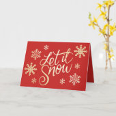 Elegant Gold Red Kerstmis laat sneeuwvlokken Kaart (Gele Bloem)
