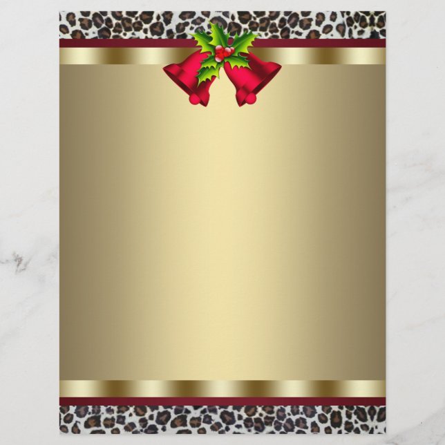 Elegant Gold Red Leopard met kerstbriefhoofd (Voorkant)