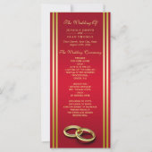 Elégant Gold & Red, Mariage Rings Programme de mar (Devant)