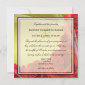 Elegant Gold & Red Rose Wedding Invitations Kaart (Achterkant)