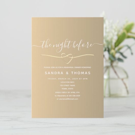 Elegant Gold Rehearsal Dinner Kaart (Staand voorkant)