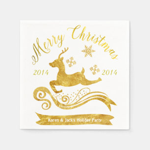 Elegant Gold Reindeer & Snowflake Cocktail Napkins Servetten