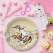 Elegant Gold Reindekerst Papieren Bordje (Feest)