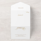 Elegant Gold Rejoice Calligraphy Script Photo All In One Uitnodiging (Buitenkant)