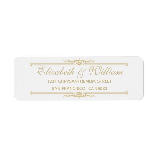 Elegant Gold Return-adreslabel Etiket (Voorkant)