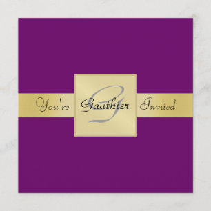 Elegant Gold Ribbon Paars All Occasion Invitation Kaart