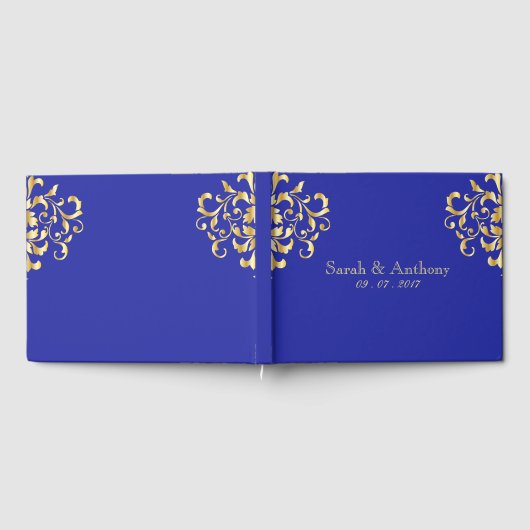 Elegant Gold & Royal Blue Bruiloft Gastenboek (Volledig)