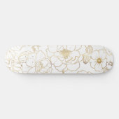 Elegant Gold Rozen Floral Line art Skateboard (Horizontaal)