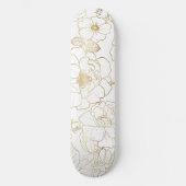 Elegant Gold Rozen Floral Line art Skateboard (Voorkant)