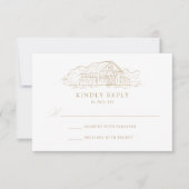 Elegant Gold Rustic Barn Wedding RSVP Kaartje (Voorkant)