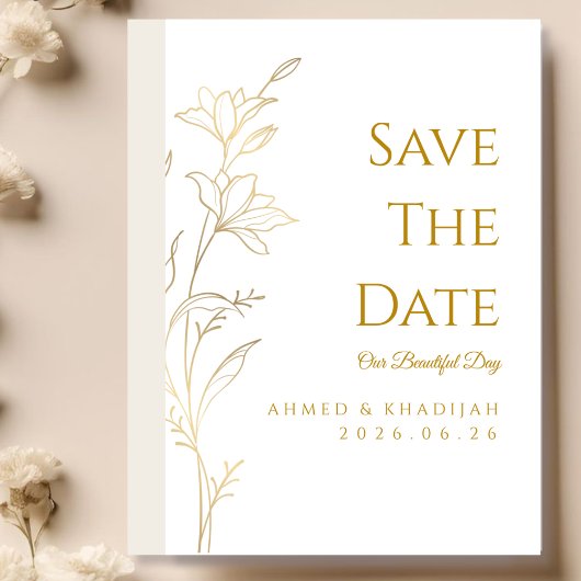 Elegant Gold Save the Date Islamic Wedding