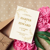 Elégant Gold Scipt Wedding Party Invitation Card