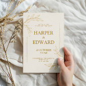 Elégant Gold Scipt Wedding Party Invitation Card