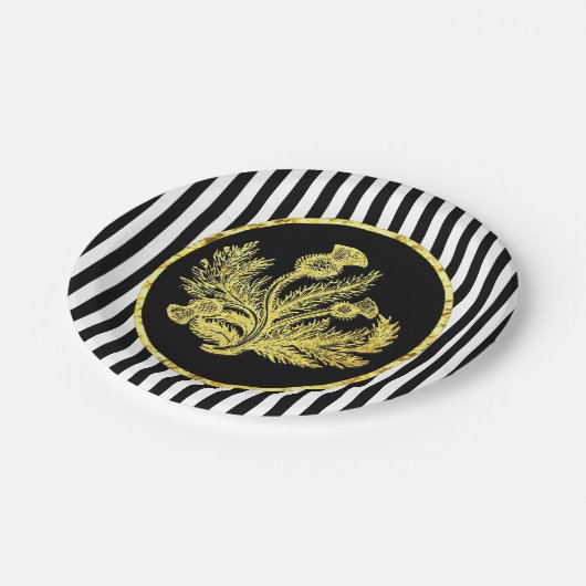 Elegant Gold Scottish Thistle and Stripe Papieren Bordje (Gekanteld)
