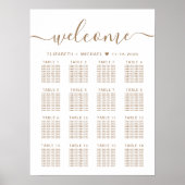 Élégant Gold Script 16 Tableau Mariage de table (Devant)