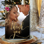 Elegant Gold Script 2 Mariage photo Carte de remer