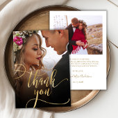 Elegant Gold Script 2 Mariage photo Carte de remer