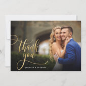 Elegant Gold Script 2 Mariage photo Carte de remer (Devant)