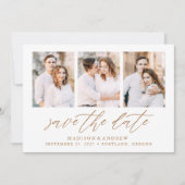 Elegant Gold Script 3 Photo Collage Save The Date (Voorkant)