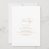 Elegant Gold Script 40th Birthday Party Invitation Kaart (Voorkant)
