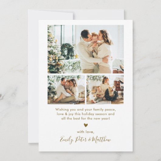Elegant Gold Script 8 Photo Collage Christmas Feestdagenkaart (Achterkant)
