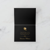 Elegant Gold Script Afstudeerder Pet Zwart Afstude Bedankkaart (Binnen)
