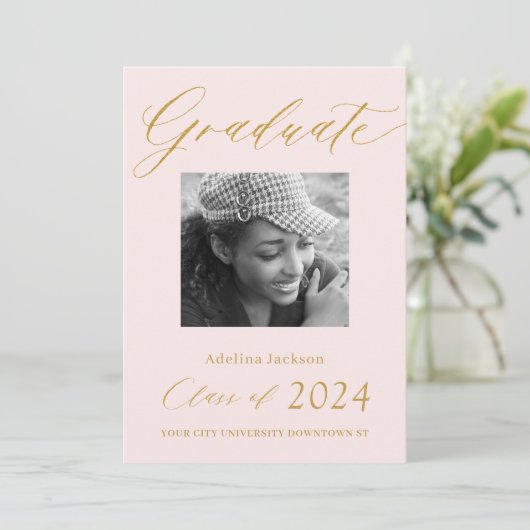 Elegant Gold script afstuderen moderne typografie Aankondiging (Staand voorkant)