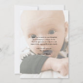 Elegant Gold Script Baby Foto Bedankkaart (Achterkant)