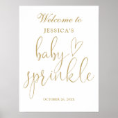 Élégant Gold Script Baby Sprinkle Affiche de bienv (Devant)
