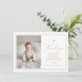Elegant Gold Script Baptism Flat Thank You Card Bedankkaart (Staand voorkant)