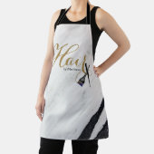 Elegant Gold Script Black White Marble Hair van u Schort (Insitu)