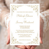 Elegant Gold Script Botanical Lijst Wedding Kaart