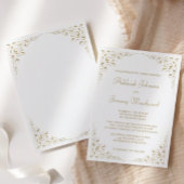 Elegant Gold Script Botanical Lijst Wedding Kaart