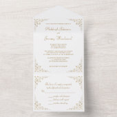 Elegant Gold Script  Botanisch Lijst All In One Uitnodiging (Binnen)