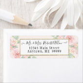 Elegant Gold Script Botanische Roze Roze in Greene Etiket (Insitu)